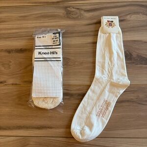 NWT VTG John Weitz Socks & Sandalfoot Knee His Lot 7 Pairs Ivory Womens Hosiery